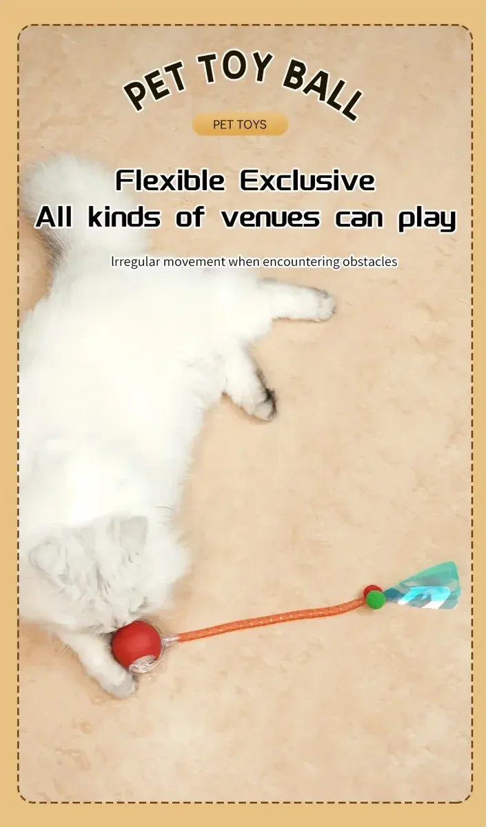 Automatic Moving Cat Ball Toy for Interactive Play, Motion Activation & Obstacle Avoidance – description image 4