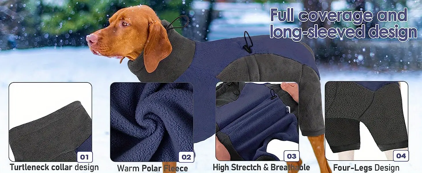 Dog Bodysuit for Warmth & Shedding Control with Contrast Color Design – description image 2