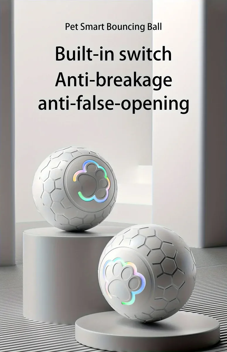 Rechargeable Interactive Pet Toy Ball for Automatic Bouncing Play, Durable Outer Shell – description image 1