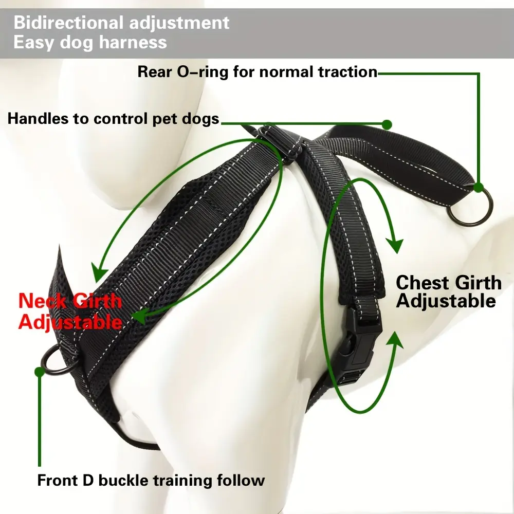 Adjustable No-Pull Dog Harness for Walking & Jogging with Reflective Accents and Control Handle – description image 2