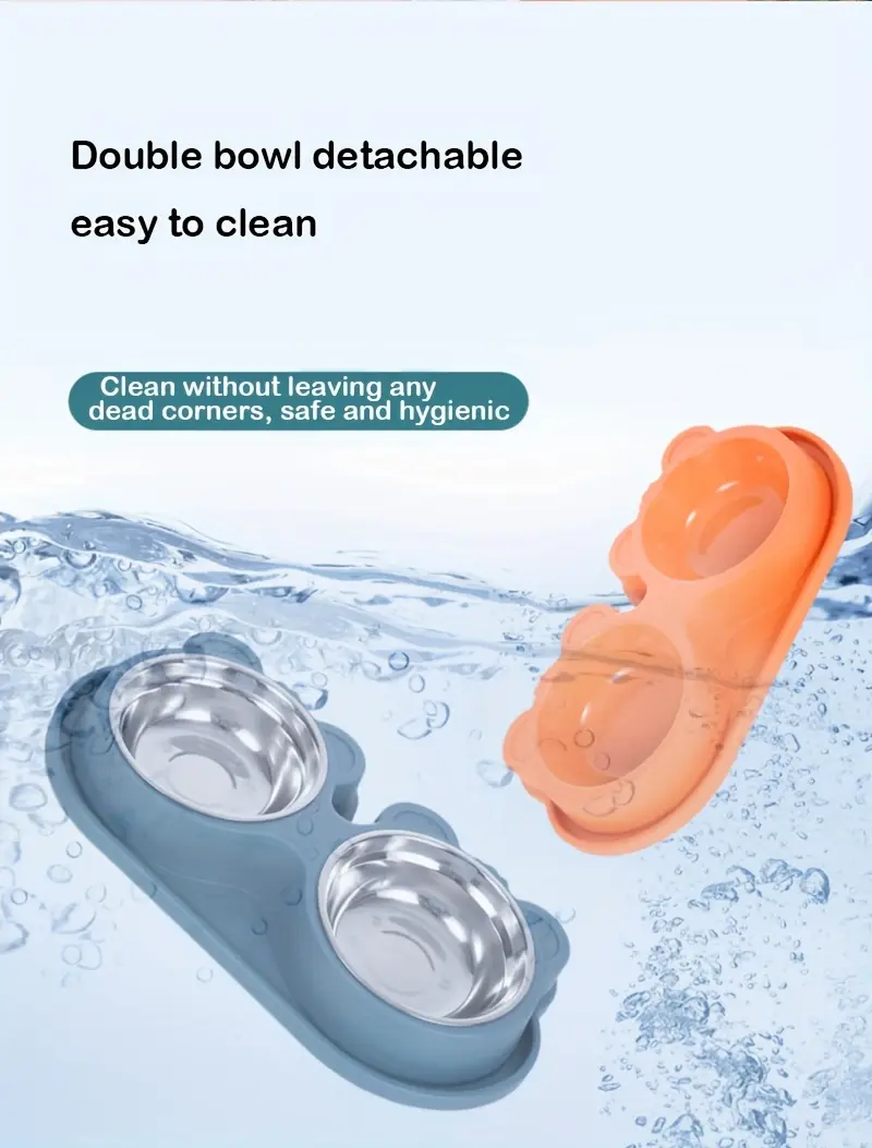 Double Stainless Steel Dog Bowls with No-Spill Stand for Drinking & Feeding – description image 8