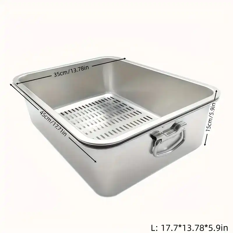 Stainless Steel Cat Litter Box for Containing Litter with Double-Layer Design – description image 3