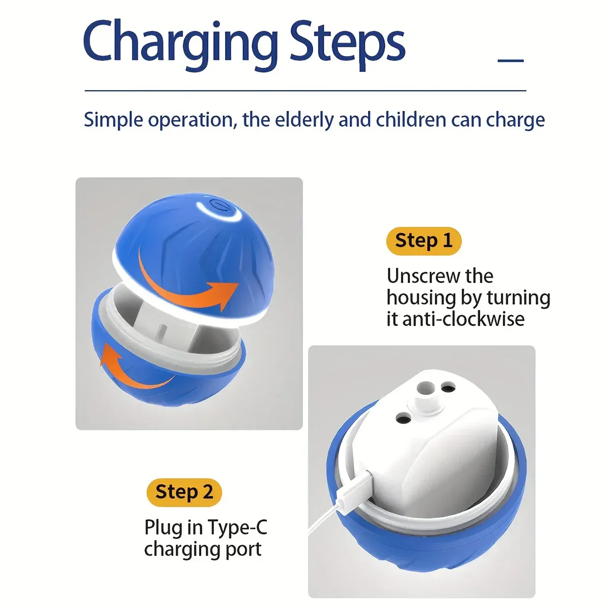 USB Rechargeable Pet Bouncy Ball for Interactive Rolling & Bouncing Play – description image 4